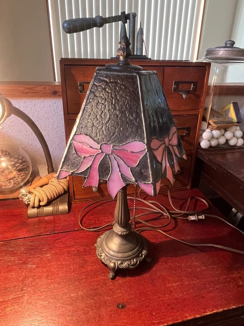 昭和レトロ＜PARAGON＞・ヴィンテージ　ステンドグラス卓上ランプ