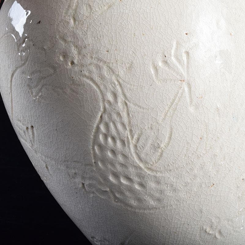 中国　定窯　白磁　刻神獣文　梅瓶　C　R9370