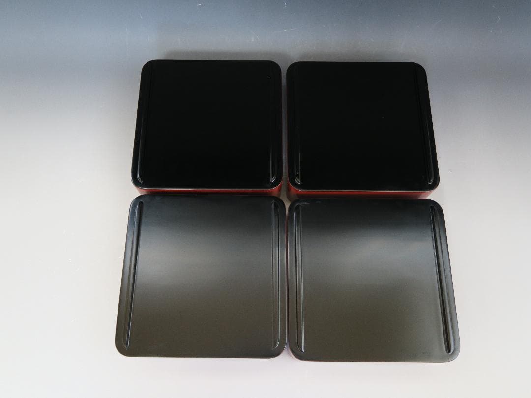 【輪島塗】根来研出 五段重 堅牢優美 徳野漆器店 朱塗 蓋二枚付 天然木 共箱