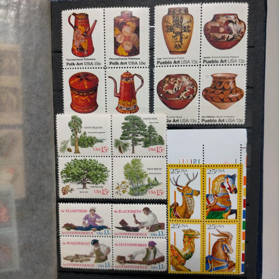 2115 外国切手 アメリカ 大量16ページ分未使用 田型多数 アルバム付き
