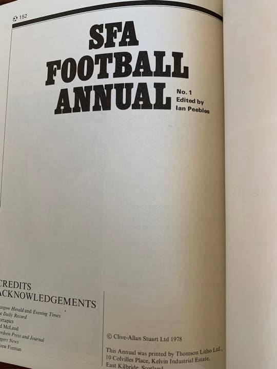 希少 1978年 スコットランドサッカー協会(SFA)第1回年鑑　初版本