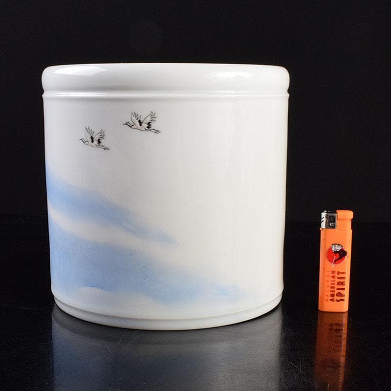 中国　景徳鎮製　徐江雲作　新彩筆筒　作品證書付　共箱　M　R9381H