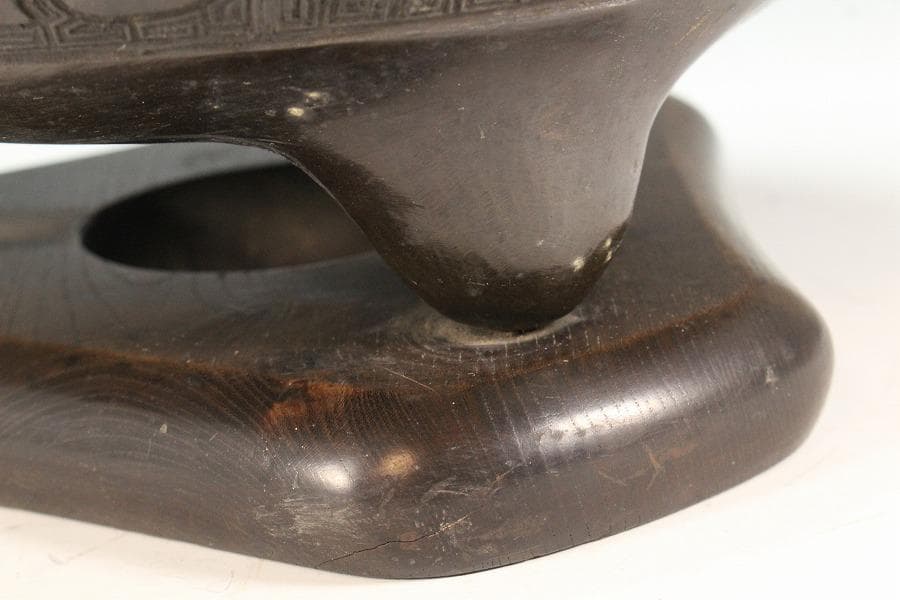 古銅 饕餮紋 双耳 円形 瓶掛(K-LC698)