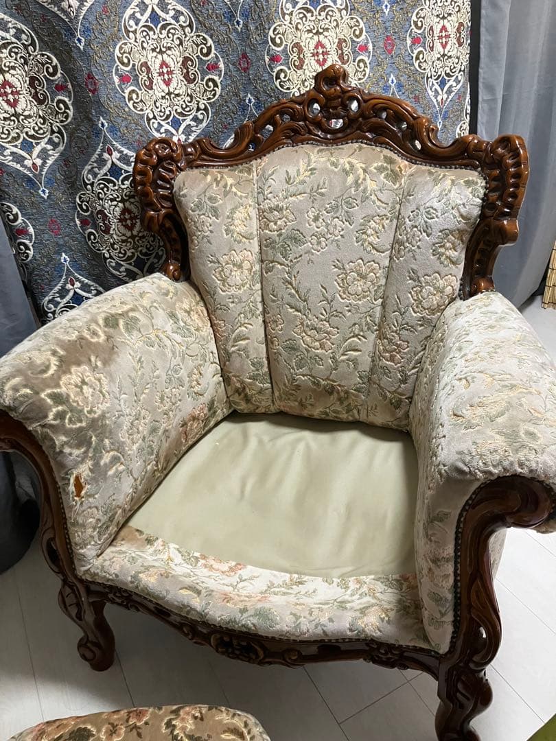 新年SALE～1/5迄☆ロココ調☆アンティークソファ☆どっしり重厚感