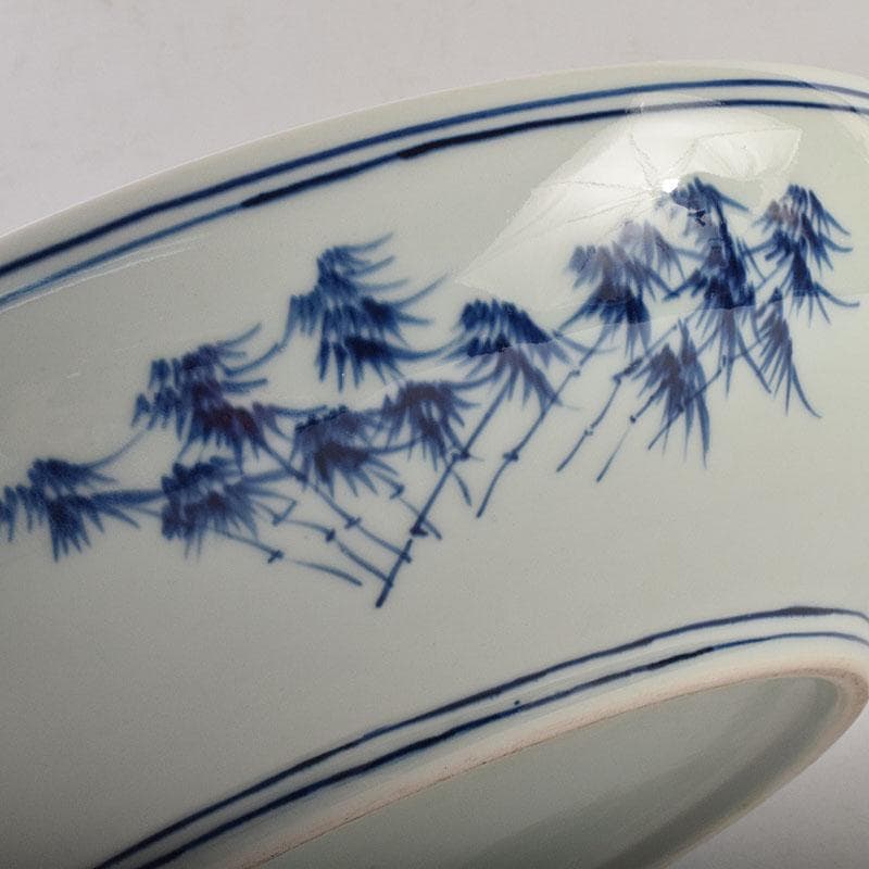 中国　景徳鎮　倣大清康煕年製　青花山水文　大鉢　大皿　C　8942A