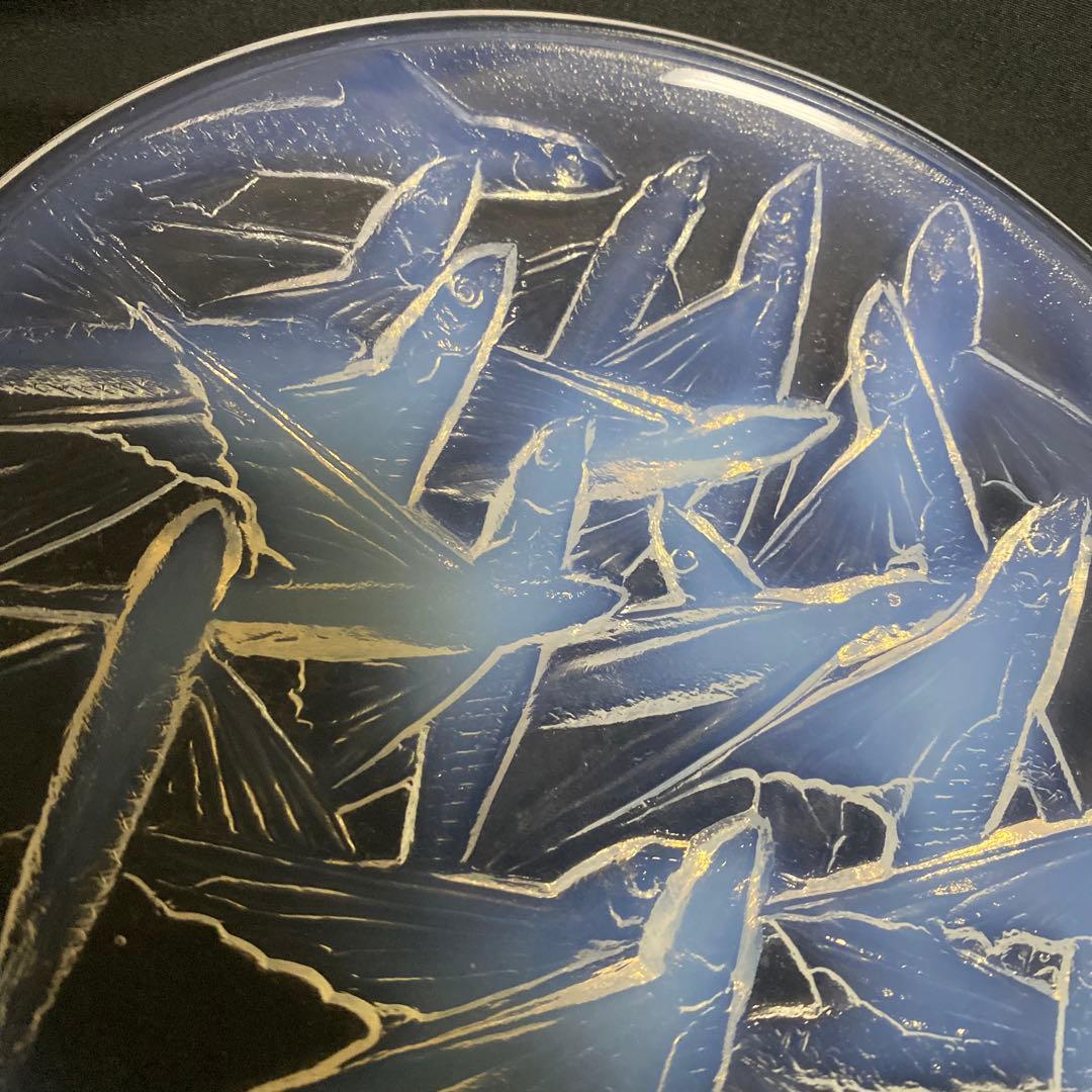 小柴外一　オパールセント　乳白　ガラス　トビウオ　中皿　5枚　セット