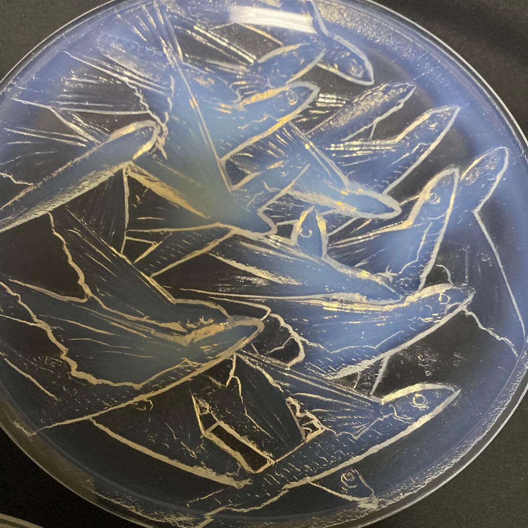 小柴外一　オパールセント　乳白　ガラス　トビウオ　中皿　5枚　セット