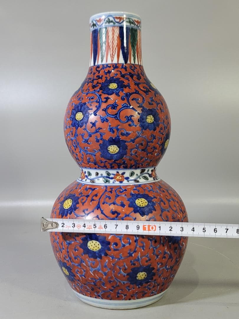 中国 色絵 瓢箪形 瓶 DT730