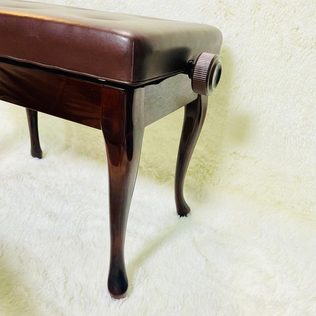 美品　猫足　ピアノ椅子　艶あり　ウォルナット　高さ調整機能付き　高級