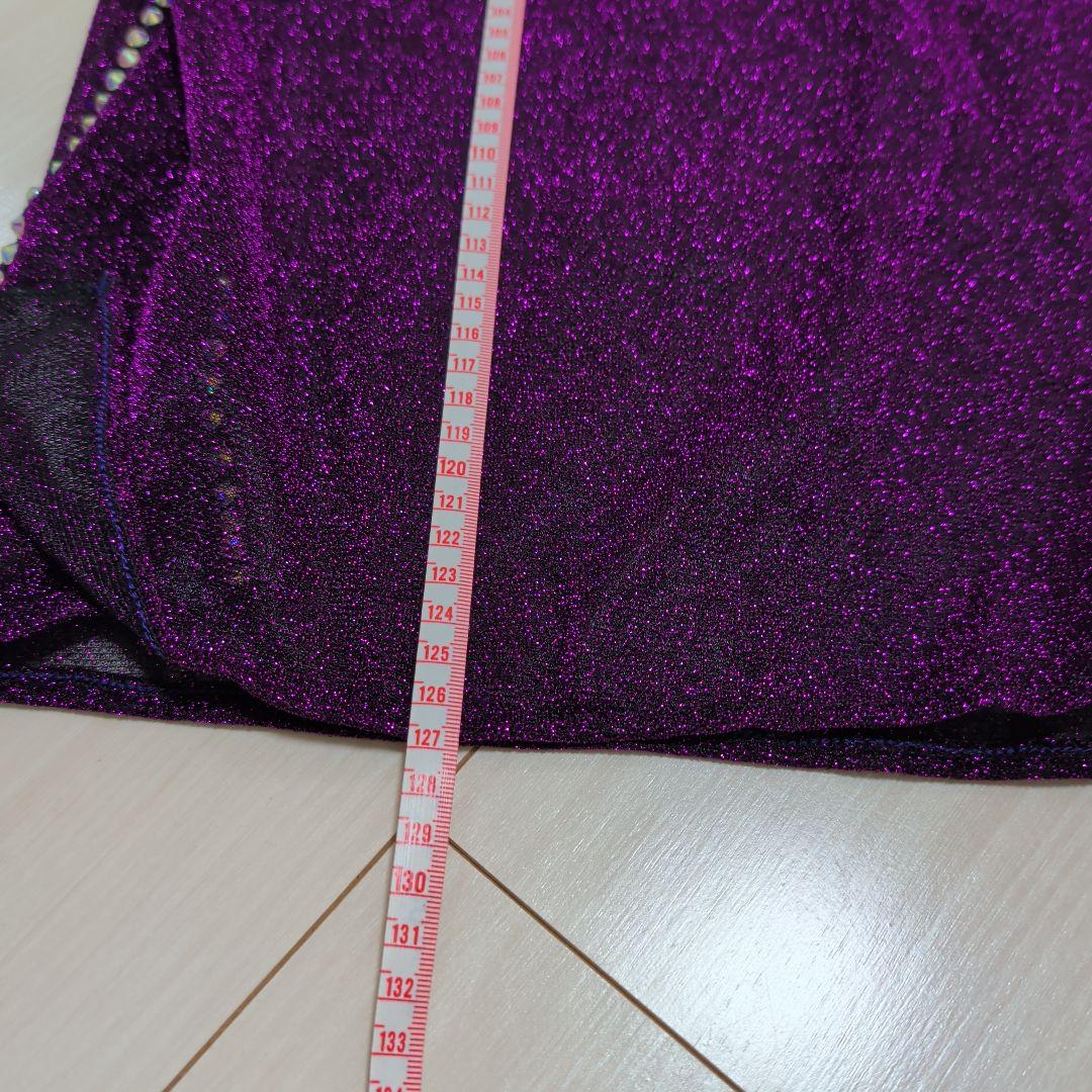 ベリーダンス サイーディドレス パープル グリッター+ゴールドヒップスカーフ