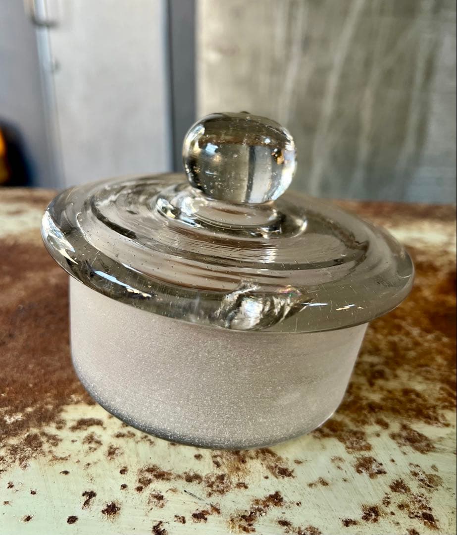 レトロ　猫ビン　でんでん太鼓　飴屋瓶　菓子瓶　アンティーク　ガラス　ガラス蓋付き