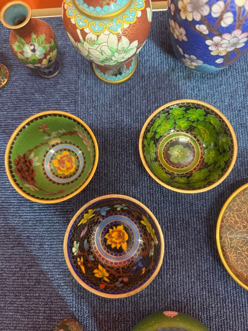 1840  七宝焼　景泰藍　まとめ売り　合計14個　時代物