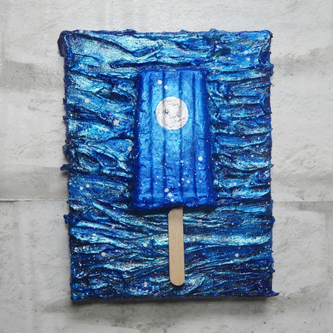 油絵 油彩 油彩画 絵 絵画【海雪の月の解けないアイスキャンディー】