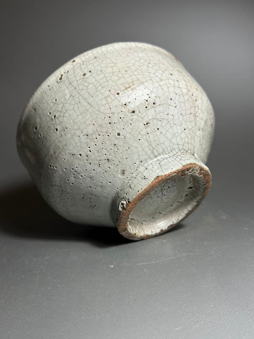 李朝　白磁　茶碗　堅手