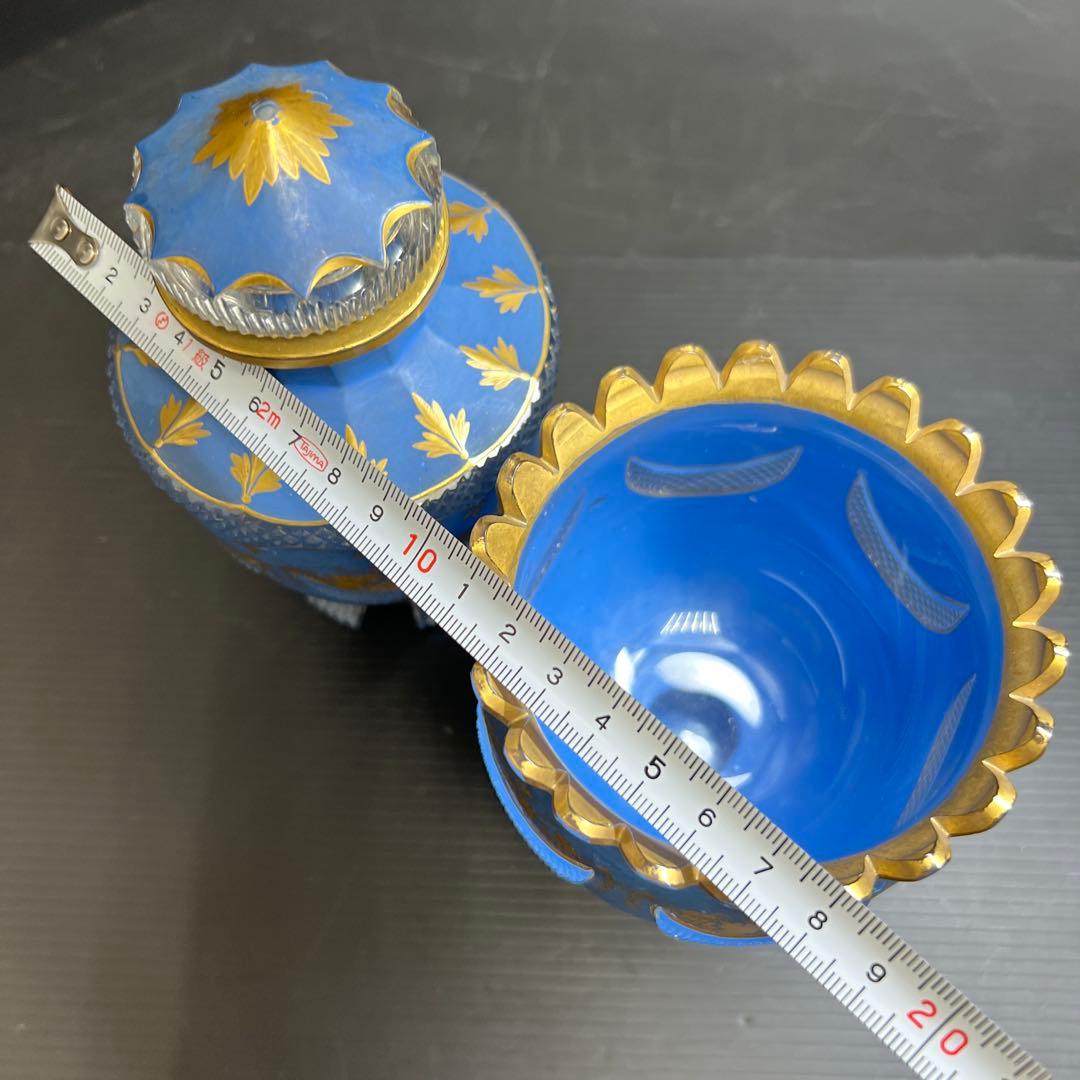 19世紀オールドベネチア　金彩手彫切子デキャンタ、グラスセット　共箱