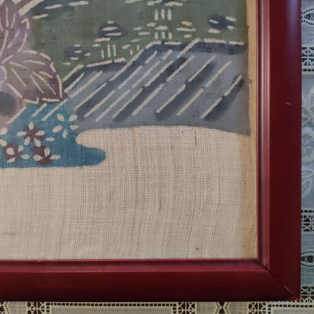 琉球伝統工芸 大判芭蕉布　紅型『恵寿花鳥図』