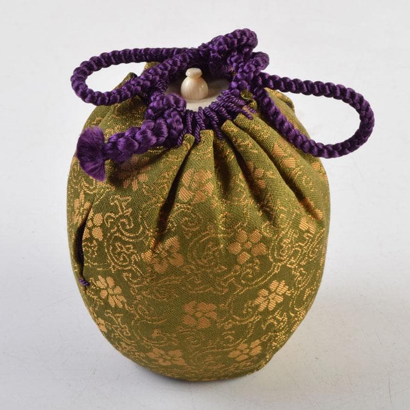 茶道具　平安　笹田有祥作　摸白玉文珠　茶入　仕覆付　共箱　V　9151