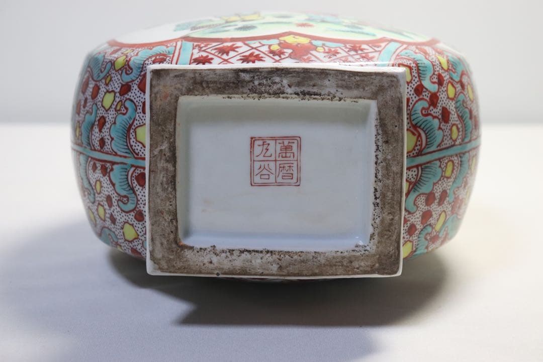 時代　九谷焼瓢箪扁瓶　万暦九谷　送料込み0503