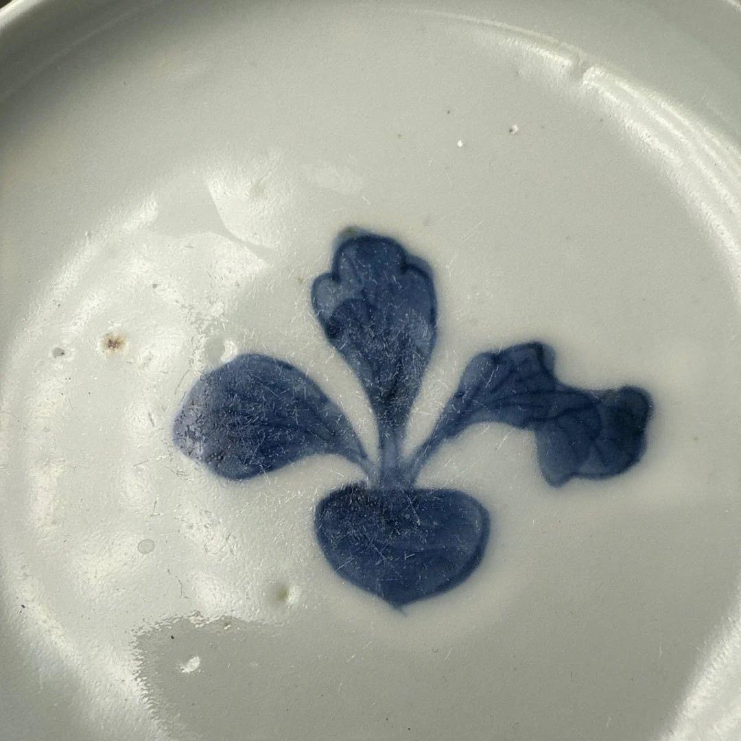 幕末〜明治時代　染錦かぶ文様蓋物　五客　蝶　可愛らしい器　料理屋