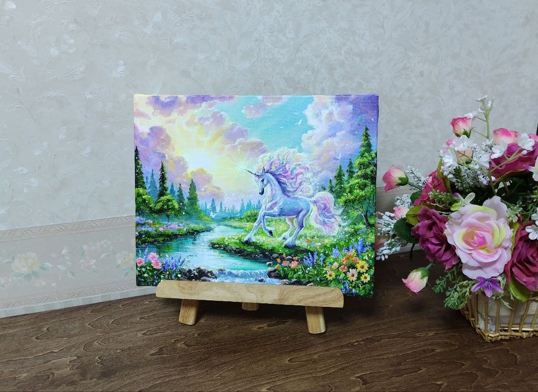 琥*ん様 【ユニコーン】アクリル画 F3 風景画 絵画