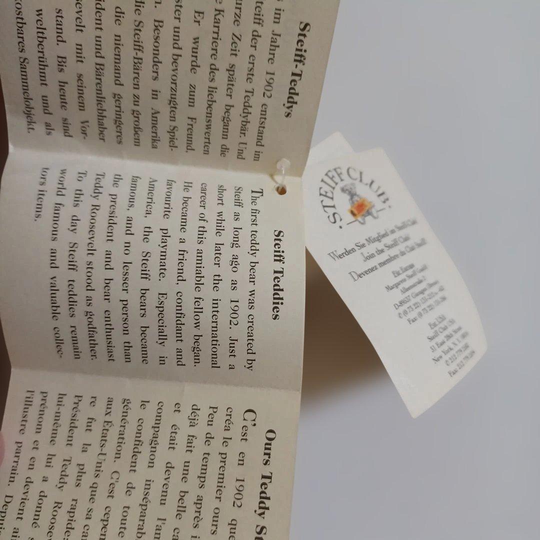 シュタイフ　テディベア　ぬいぐるみ　ペッツィー　Petsy　タグ付き　可動式