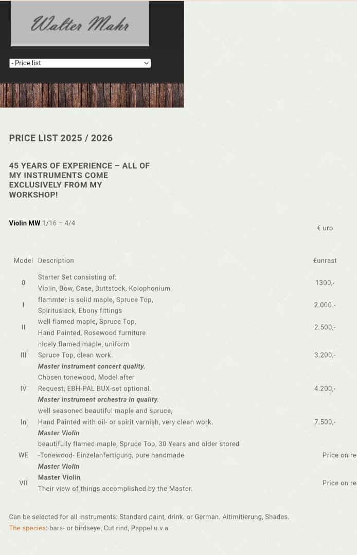 WALTER MAHR #5 2006 4/4 バイオリン