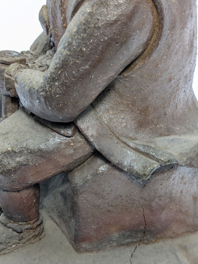 岡本碧山 備前焼 桃太郎像 陶像 細工物 置物 縁起物 陶器人形 インテリア