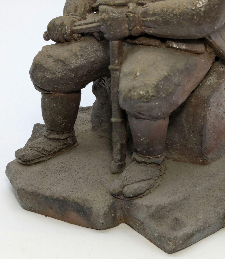 岡本碧山 備前焼 桃太郎像 陶像 細工物 置物 縁起物 陶器人形 インテリア