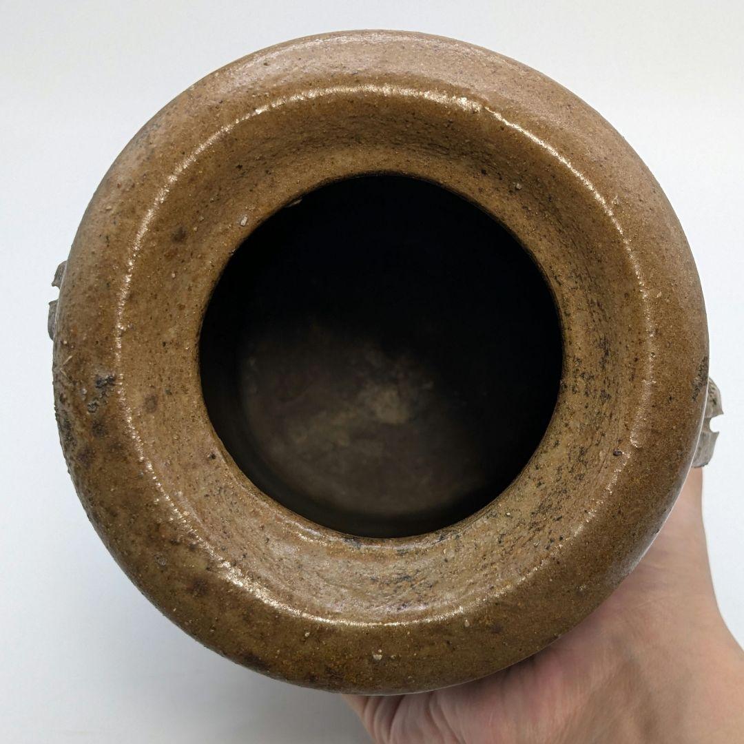 伝統工芸士 乗松俊行 備前焼 耳付矢筈口花入 花瓶 花器 フラワーベース 置物