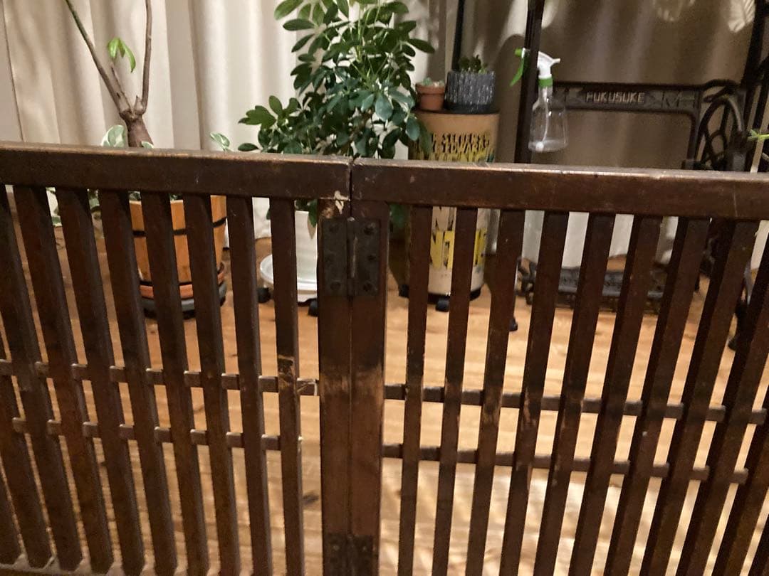 昭和レトロ　帳場格子２つ折り　ついたて　格子　 古道具　古民家