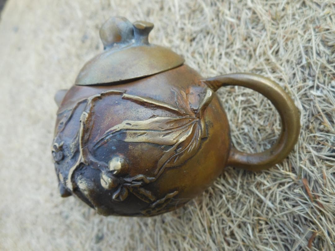 急須　茶器　茶壷　煎茶道具　茶事　金属製　アンティーク　古美術品