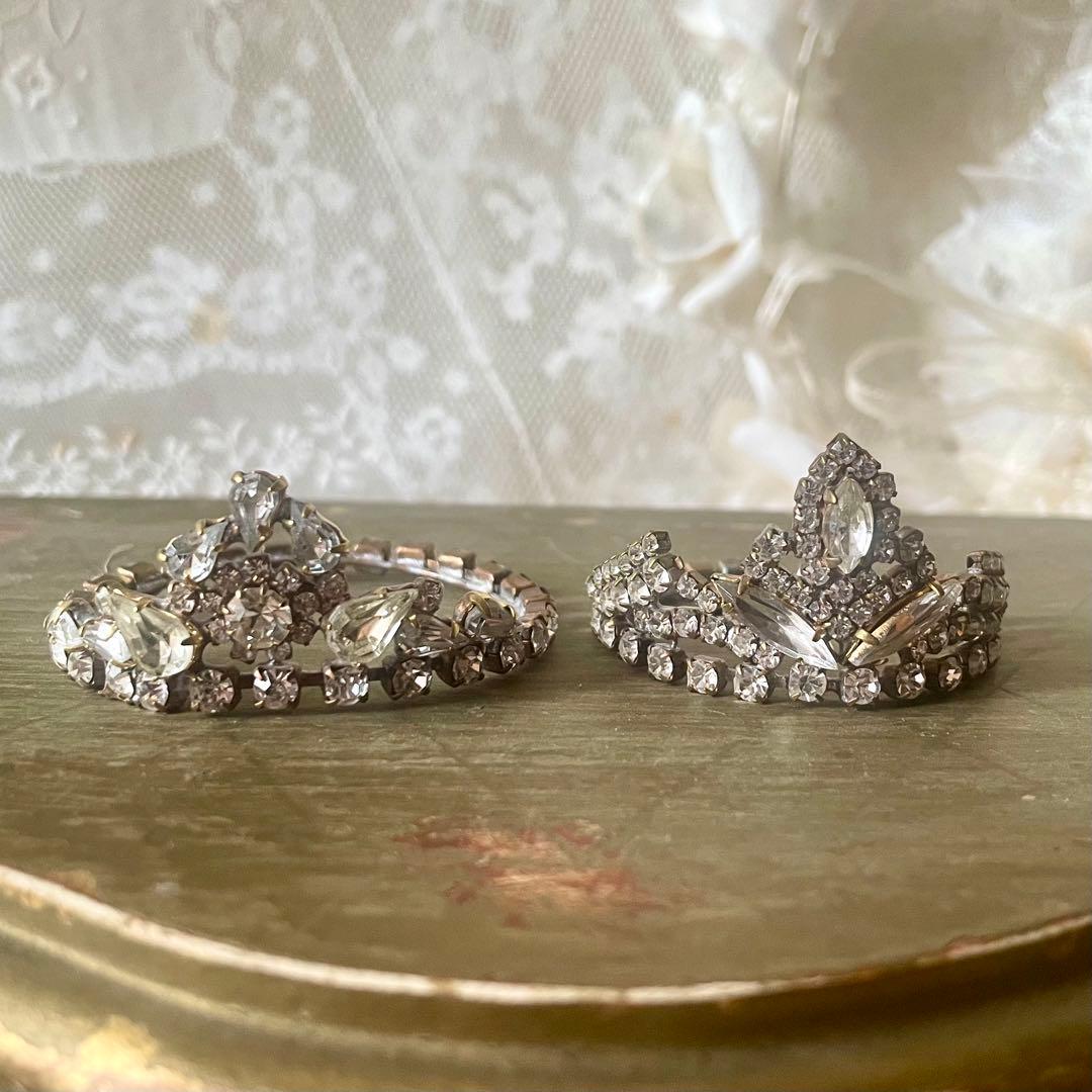 チェコガラスドールティアラA ラインストーン　フランスアンティークヴィンテージ