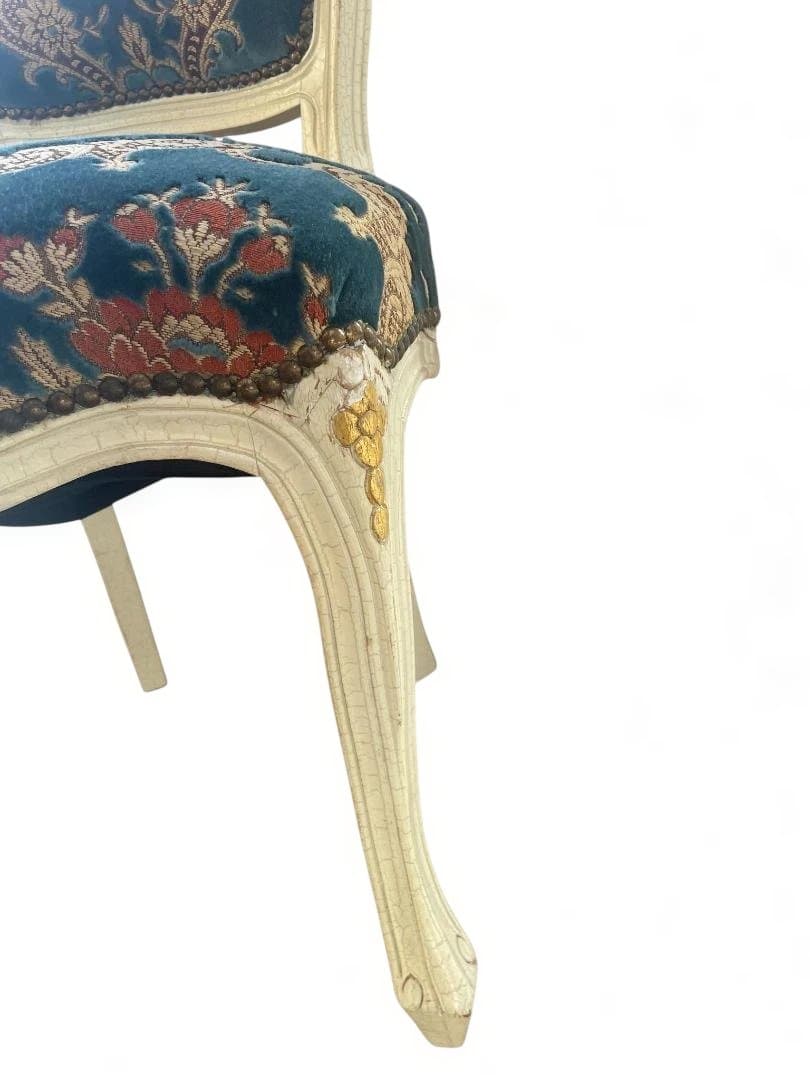 金華山織 猫脚 イタリア　ダイニングチェア ホワイト　 アンティーク　12c07