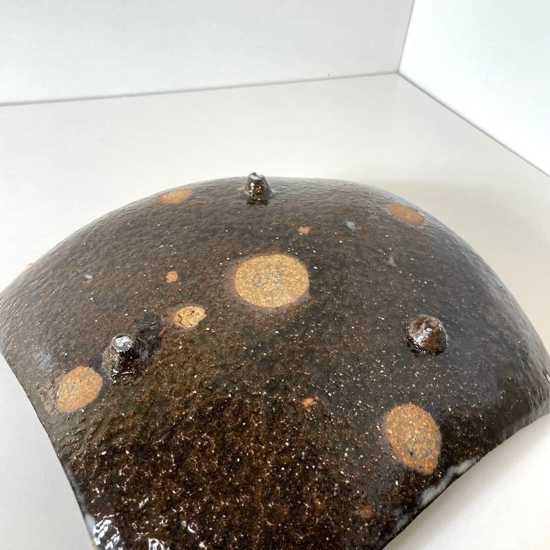 #XG513 陶芸家・波多野善蔵・萩焼四方皿・萩焼・共箱・共布栞・刷毛目・茶道具