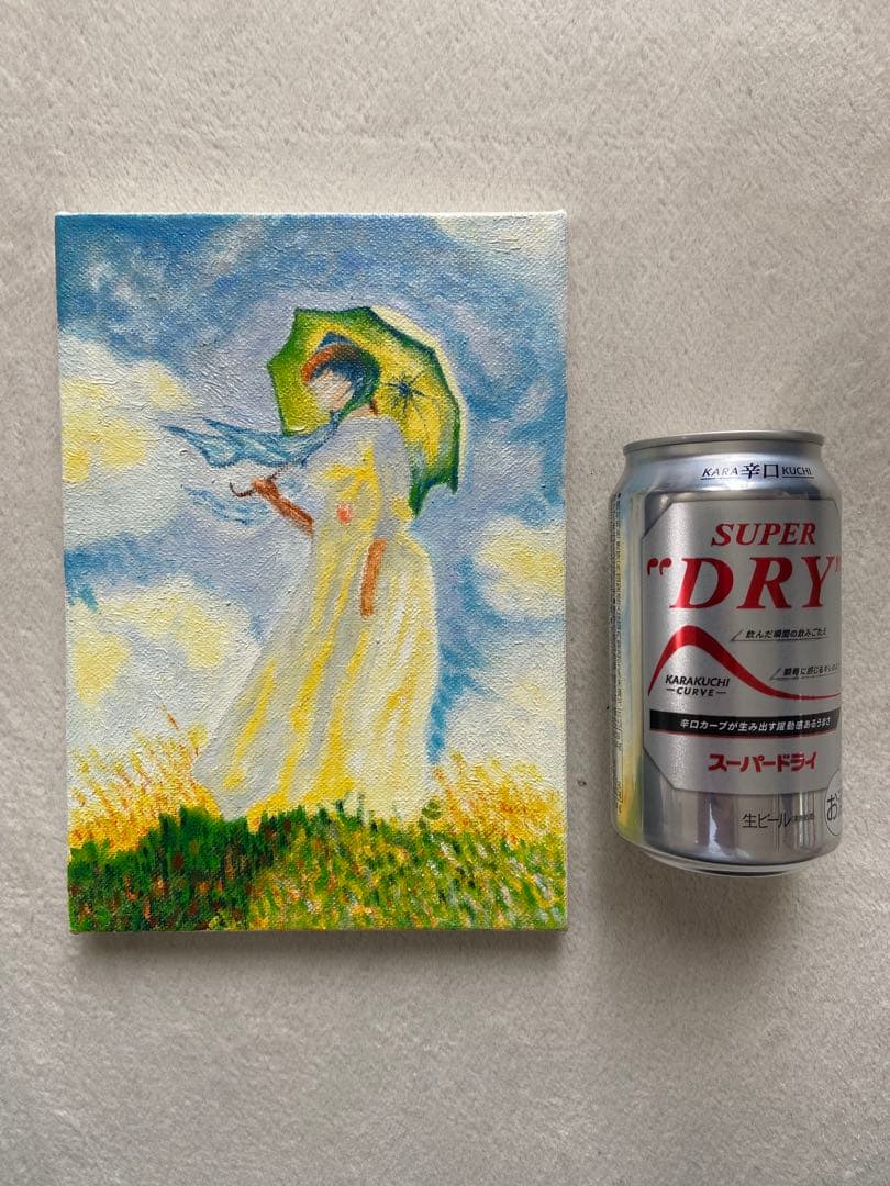 モネ　肉筆手描きの油絵模写画　日傘の女