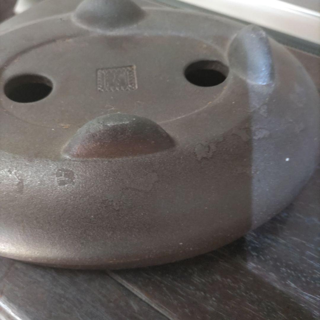 翼記、落款、紫泥袋式楕円鉢、盆栽鉢、植木鉢、古鉢、年代鉢、