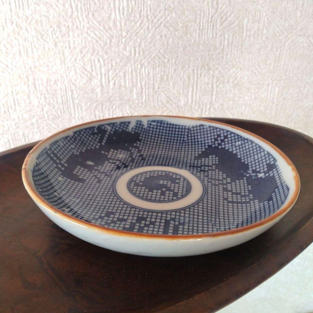 古伊万里明治印判動物図平皿ニワトリ山羊ラクダ