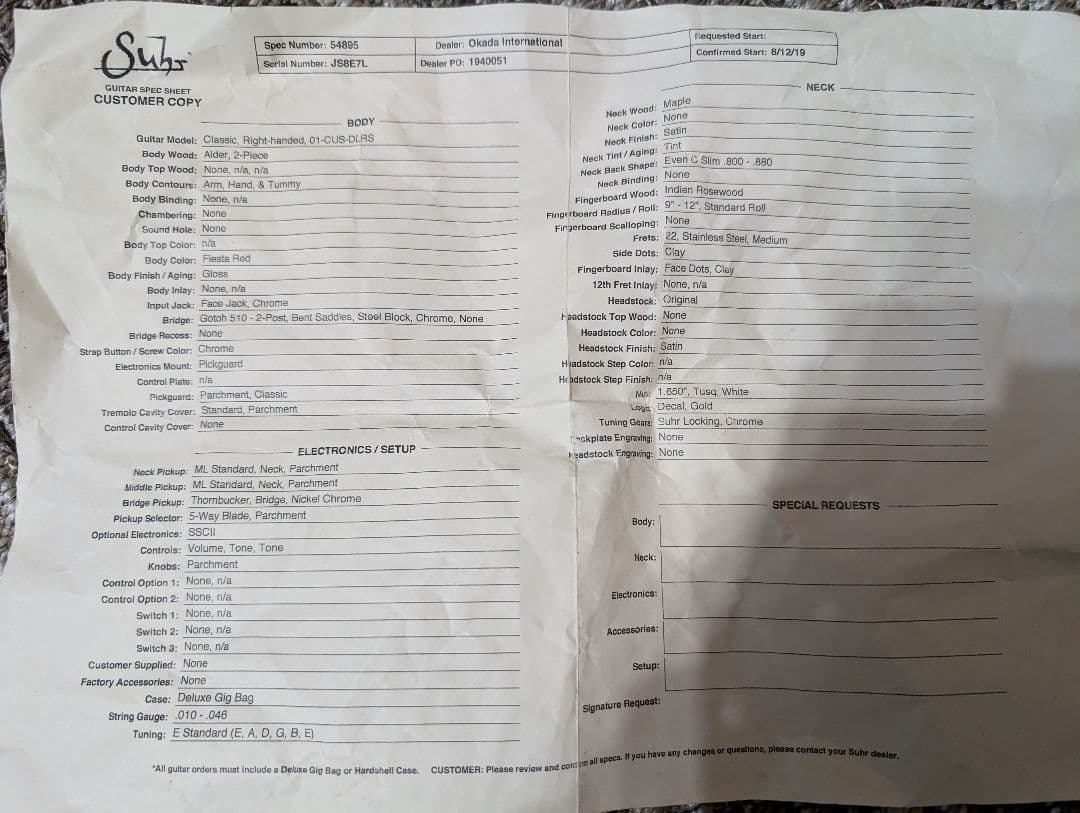 ギター Suhr J Select 2019