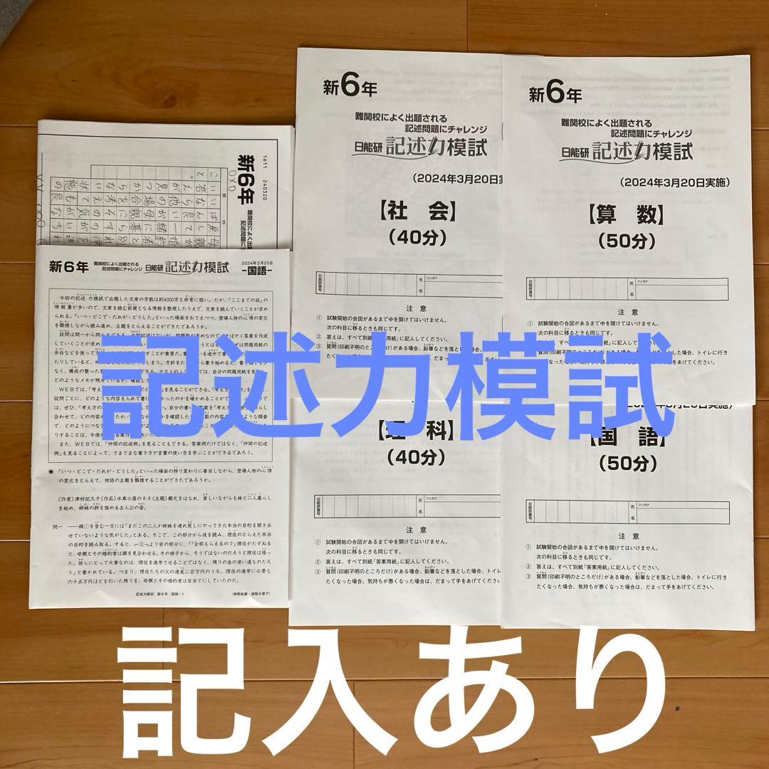 最新！日能研2024年6年生 全国公開模試　育成テスト等フルセット