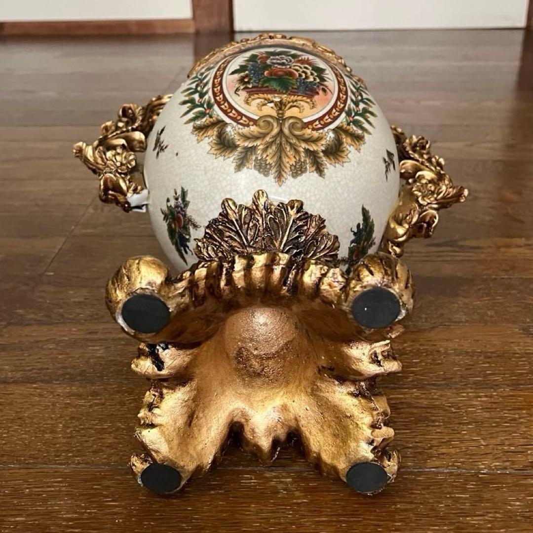 【美品】ヴィクトリアンスタイル 花瓶 陶器製　レトロ品　花柄　花器重さ2.7kg