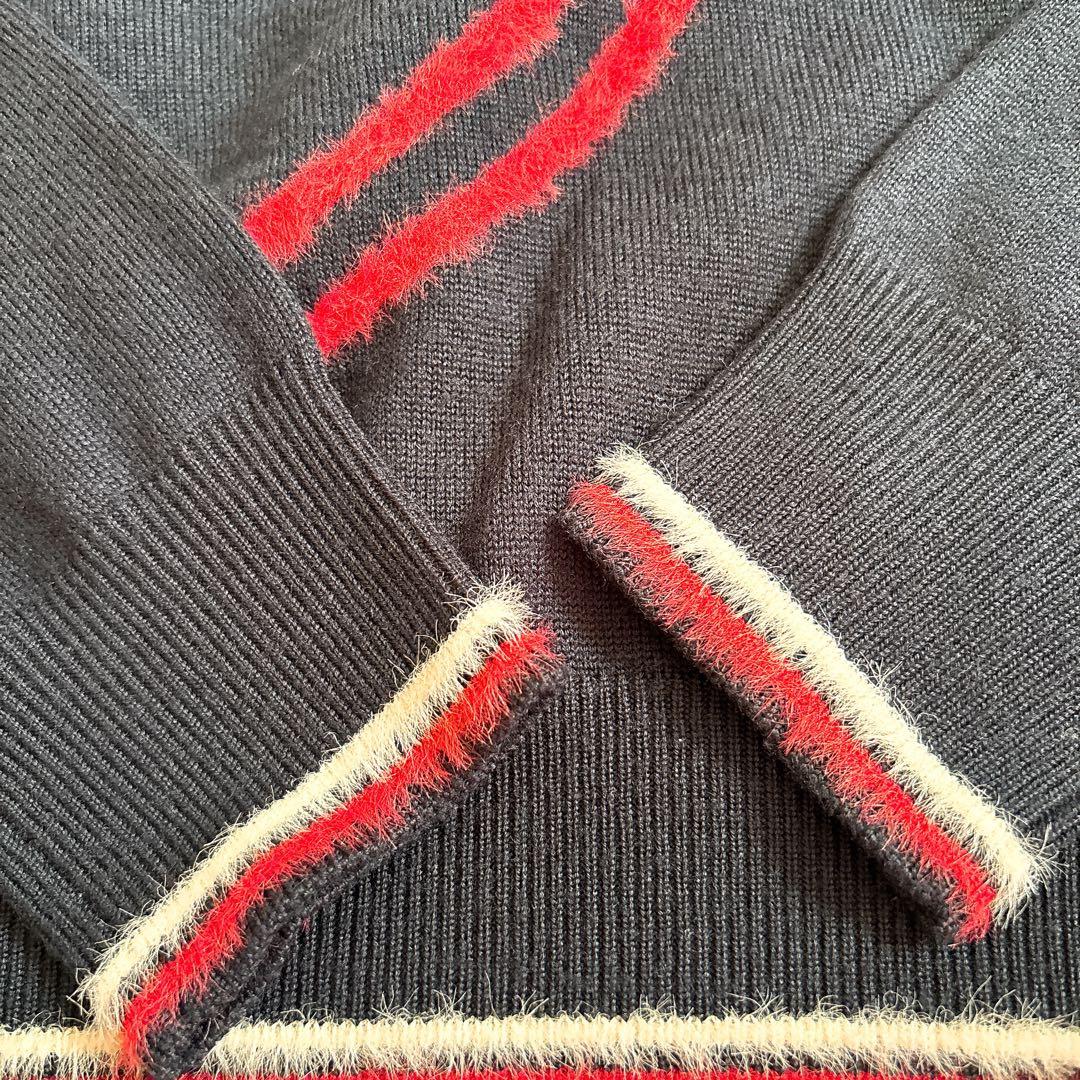 MARK&LONA スカル Vネック セーター ニット ネイビー ウール混