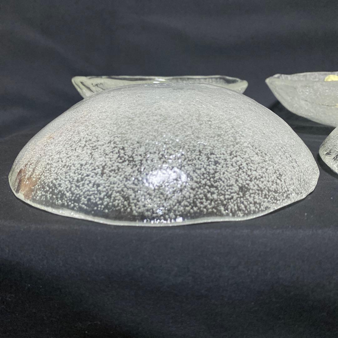 岩田ガラス　気泡　ガラス　浅鉢　深皿　6枚　未使用　美品