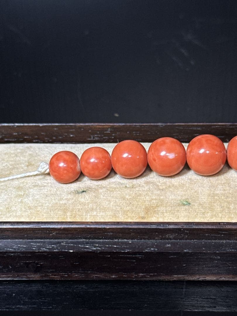 時代 本珊瑚 玉 緒締玉 髪飾 唐木箱付