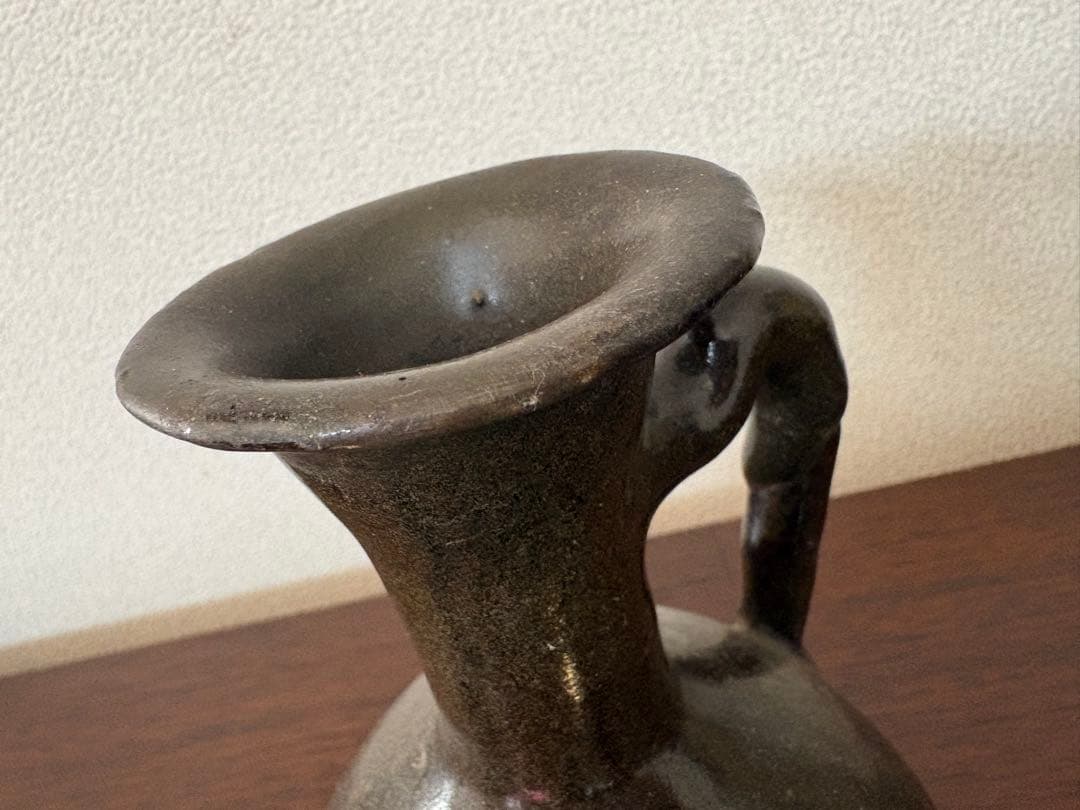 古い瓶　黒釉　水注　中国 水差　 花瓶 骨董