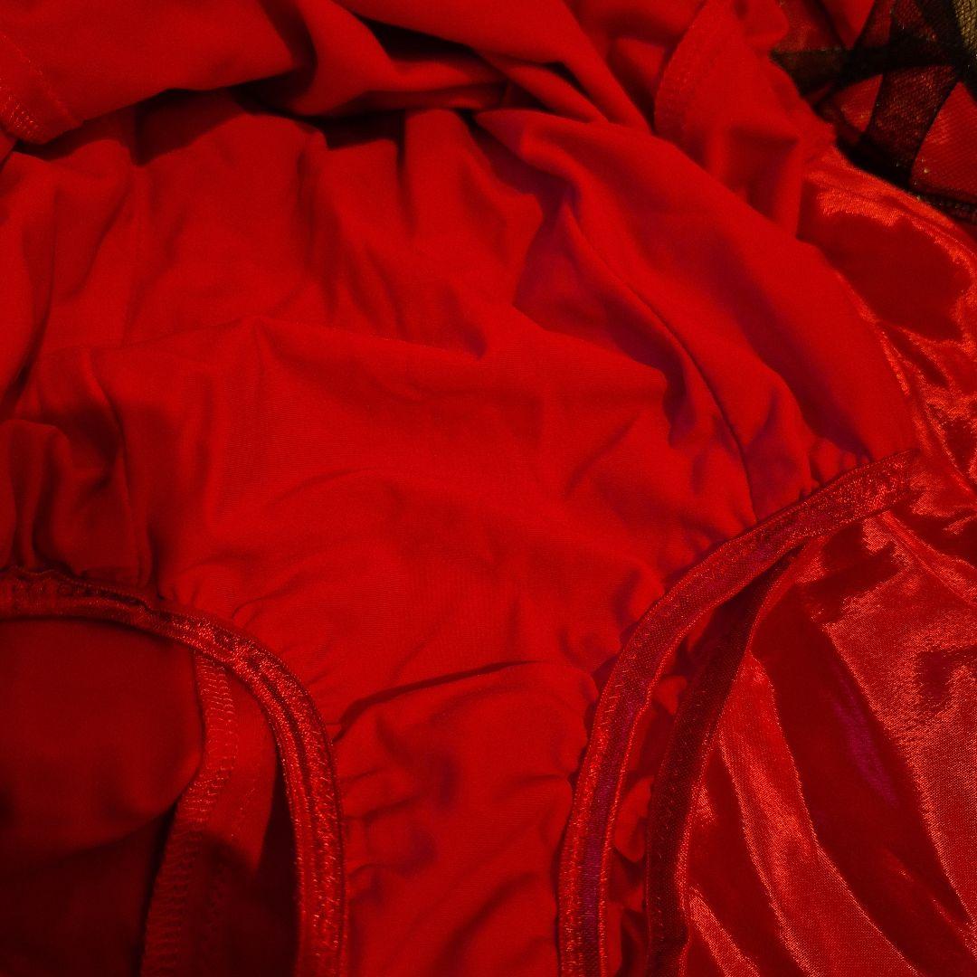 社交ダンス　スタンダードドレス　赤と黒の水玉模様ドレス　S～M