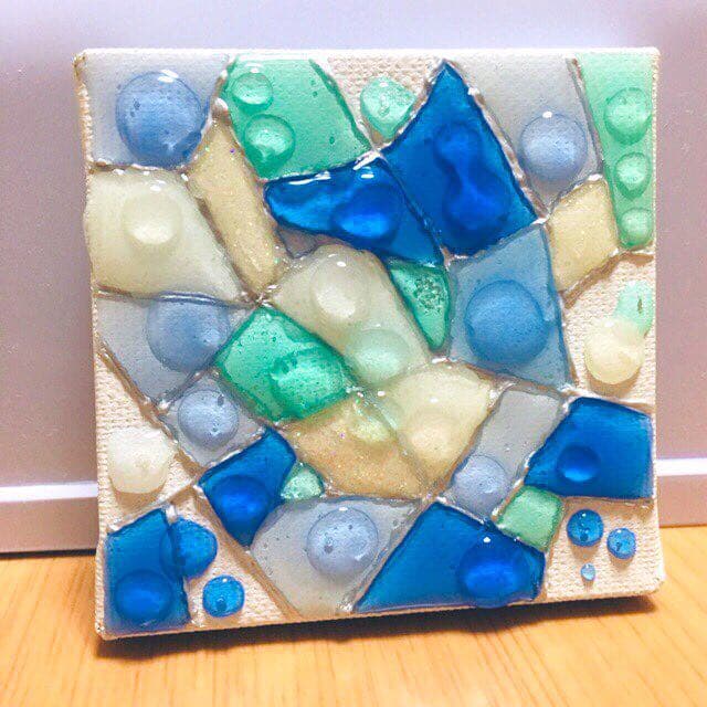 抽象画  溢れ出る青