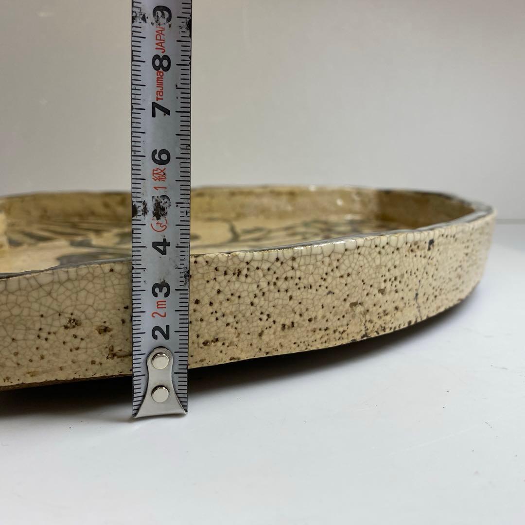 尾形乾山　扇面大皿　木箱付　最大幅約31.5㎝　東Y7-0204③トヒサ