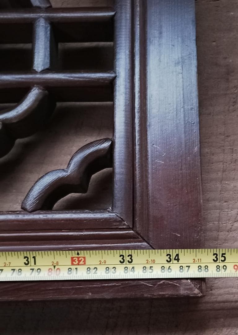 アンティーク 木製 格子 建具 2枚セット 幾何学模様 透かし彫り 時代家具