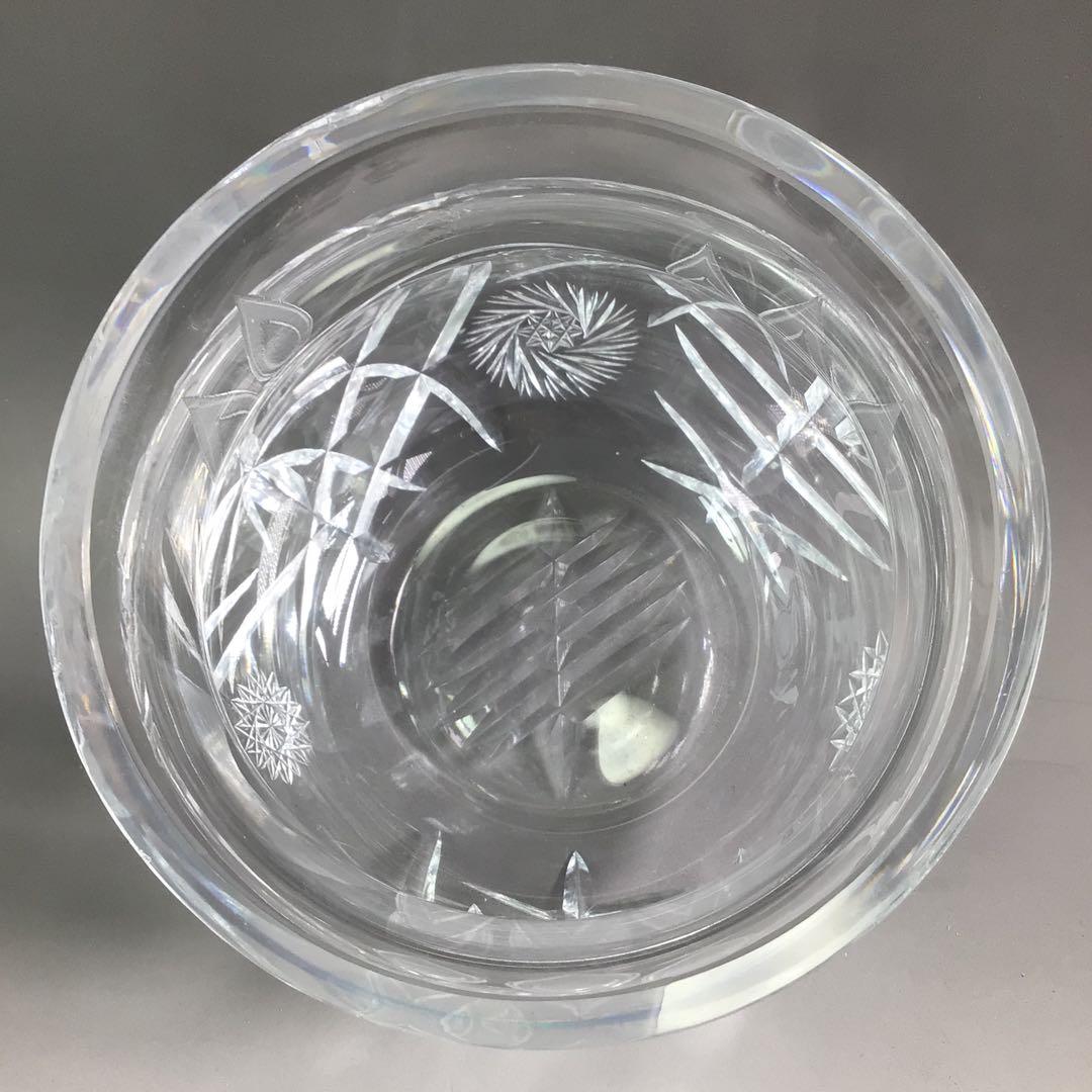 Ｒ８　水指　『山本曠作』『クリスタル硝子』『切子水指』　共箱　茶道具　ガラス工芸