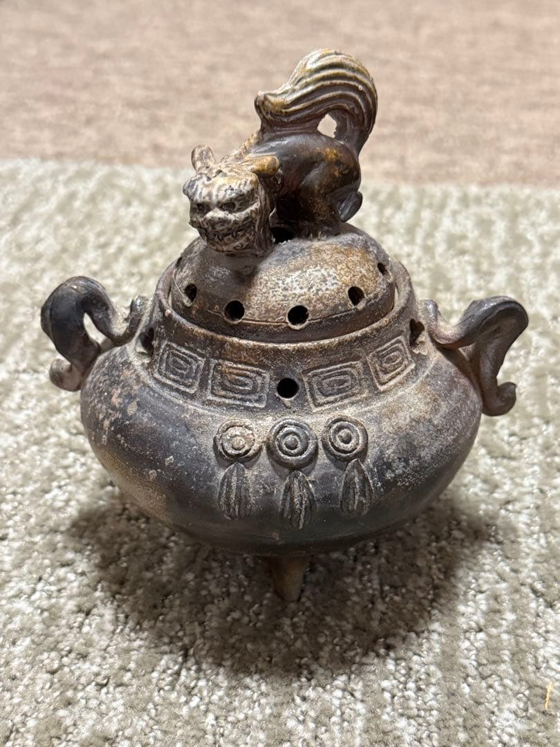 備前焼 獅子摘 三足 香炉 香道具茶道具文房具仏教美術